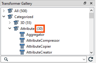 Attribute category in the Workbench Transformer Gallery